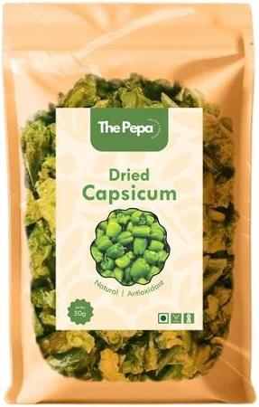 THE PEPA 100gm Dehydrated Capsicum | Dried Shimla Mirch | Colorful, Aromatic & Flavorful | Natural & Hygienically Processed